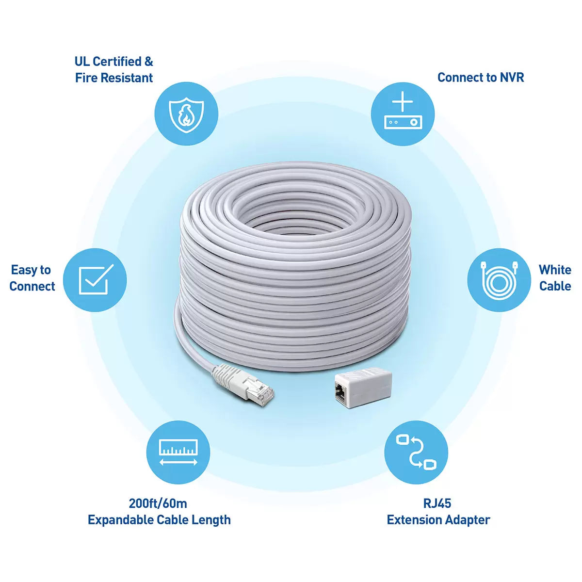 Swann 60m/200ft Network Extension Cable, SWNHD-60MCAT5E-GL