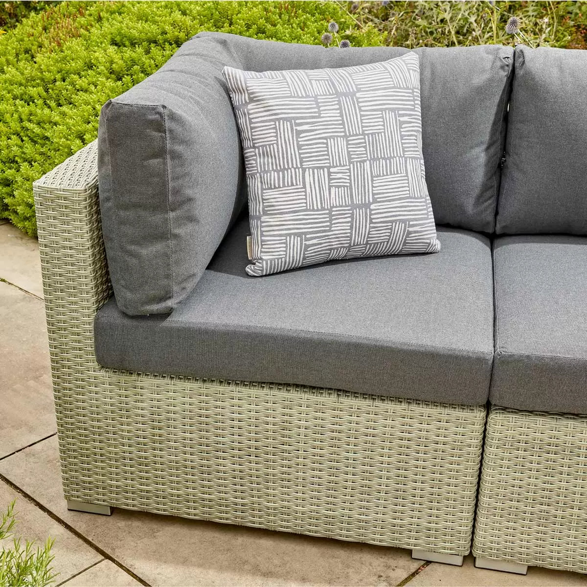 Bramblecrest Kingscote Rattan Deep Seating Corner Sofa Patio Set in Cloud Grey