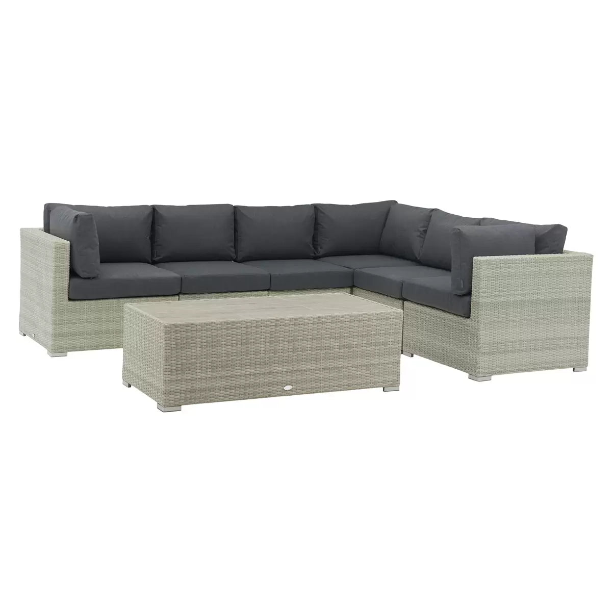 Bramblecrest Kingscote Rattan Deep Seating Corner Sofa Patio Set in Cloud Grey
