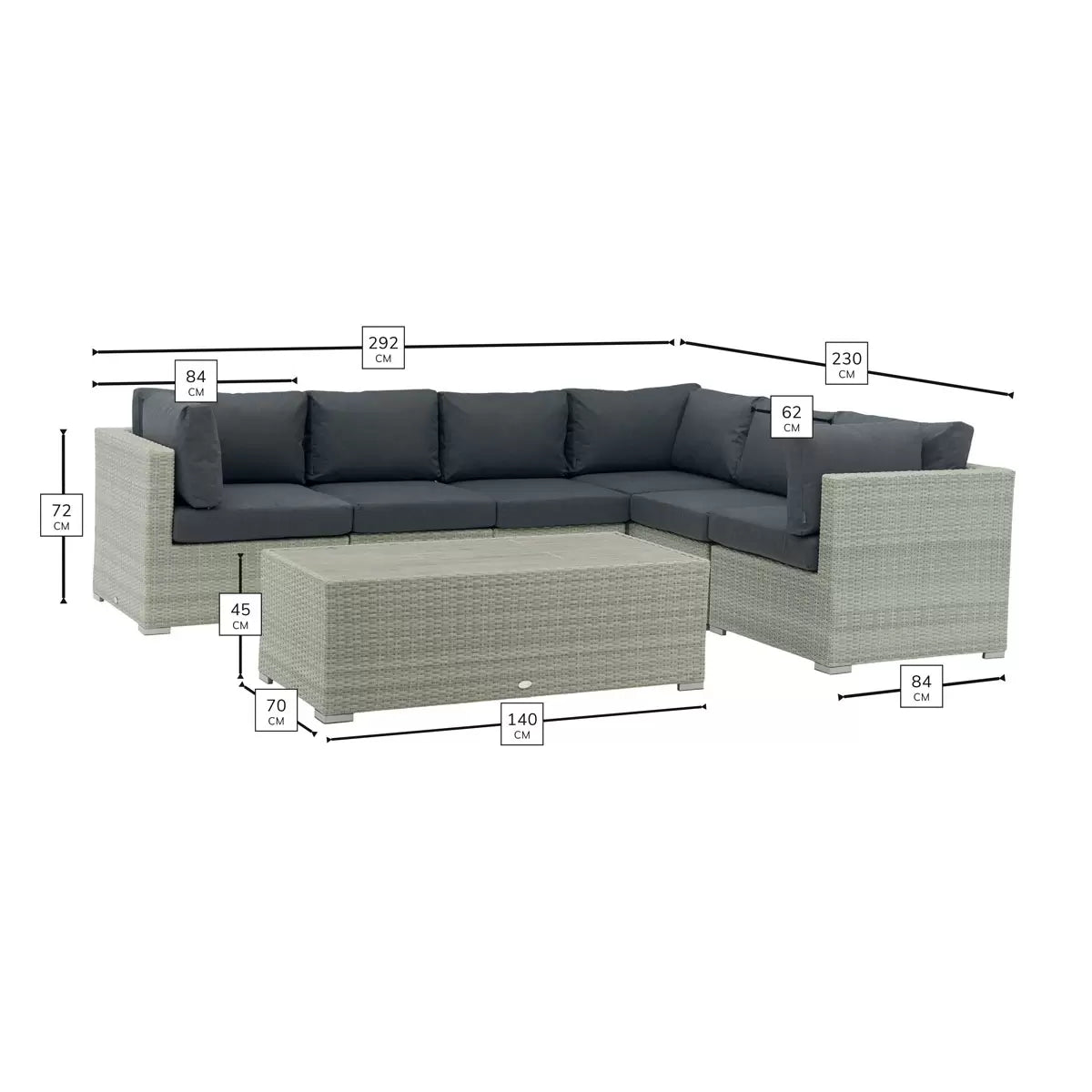 Bramblecrest Kingscote Rattan Deep Seating Corner Sofa Patio Set in Cloud Grey