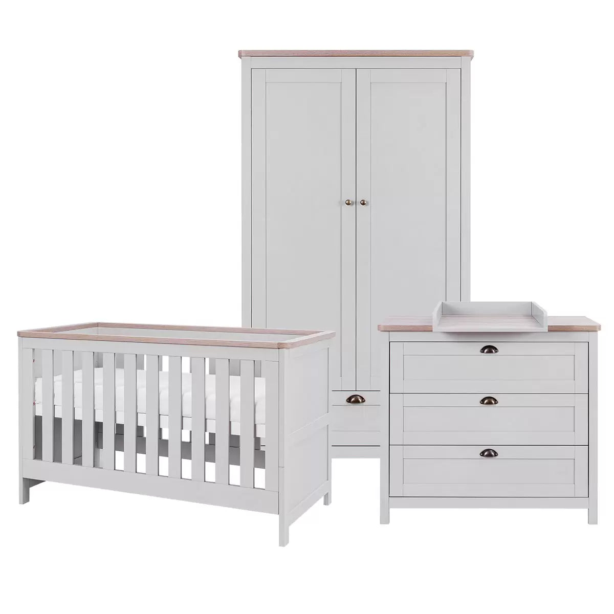 Tutti Bambini Verona 4 Piece Nursery Furniture Set, Grey & Oak