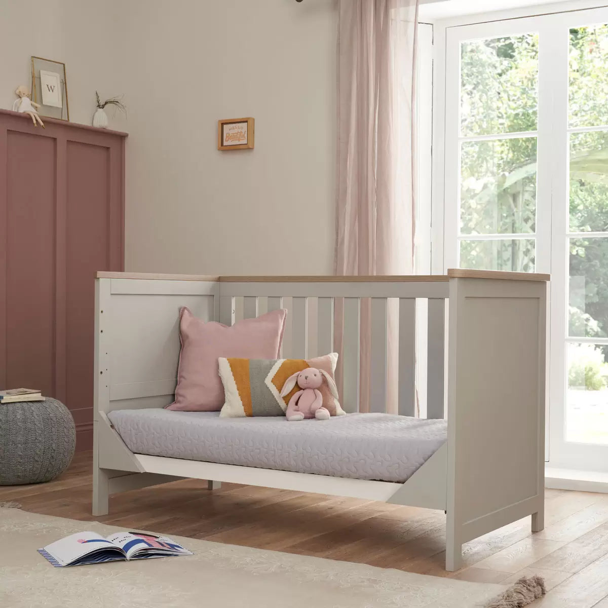 Tutti Bambini Verona 4 Piece Nursery Furniture Set, Grey & Oak