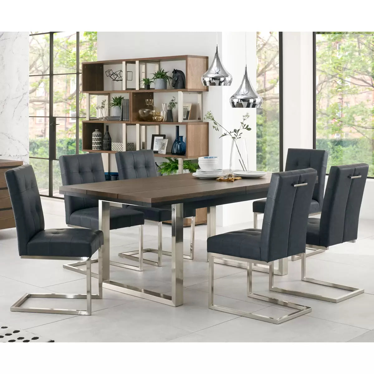 Bentley Designs Tivoli Mottled Black Faux Leather Cantilever Dining Chair, 2