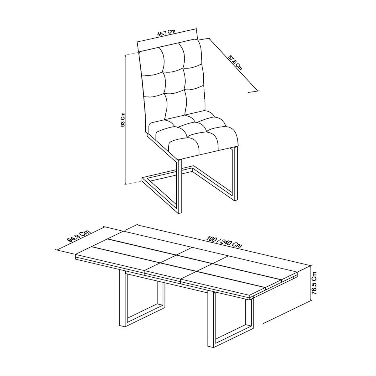Bentley Designs Tivoli Dark Oak Extending Dining Table + 6 Black Cantilever