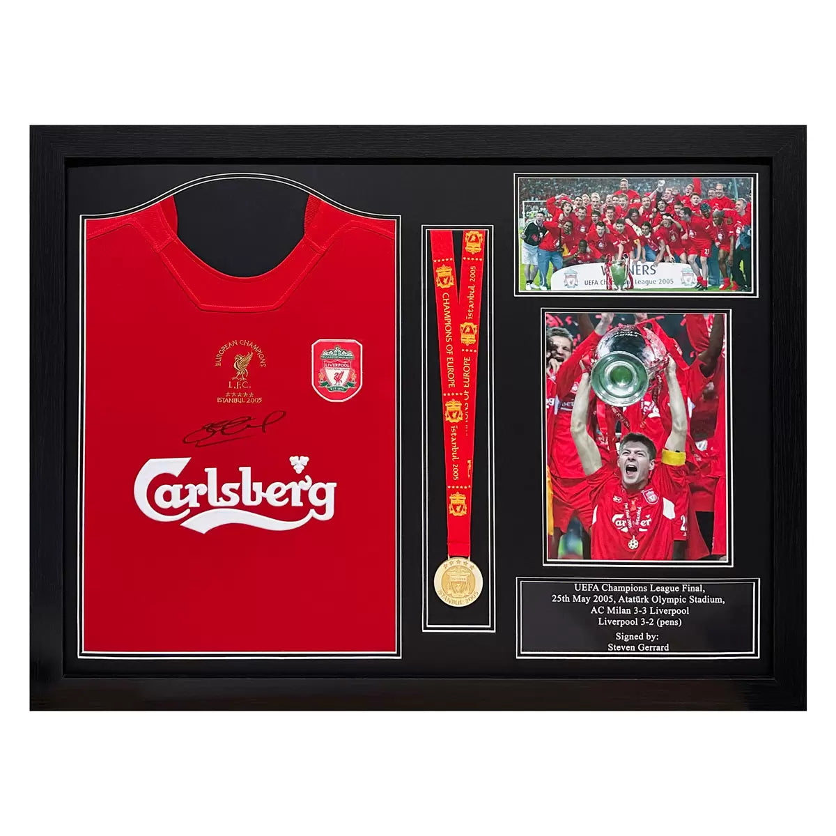Steven Gerrard Signed Framed Liverpool 2005 Champions League Final Football