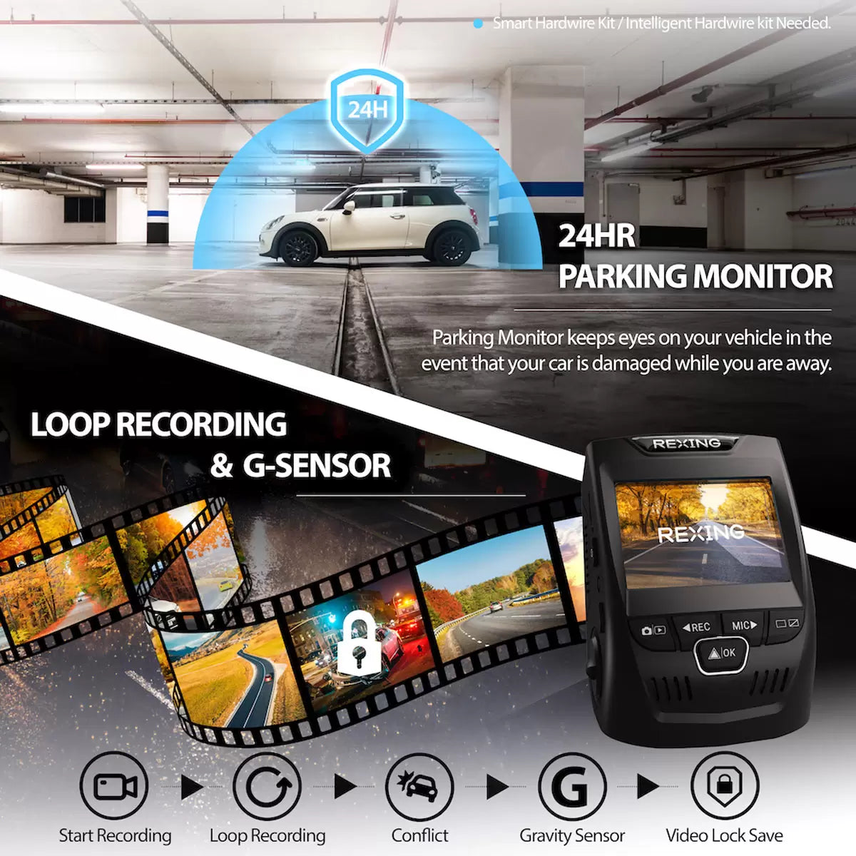 Rexing V1PGW-4k Dual Channel Dash Cam