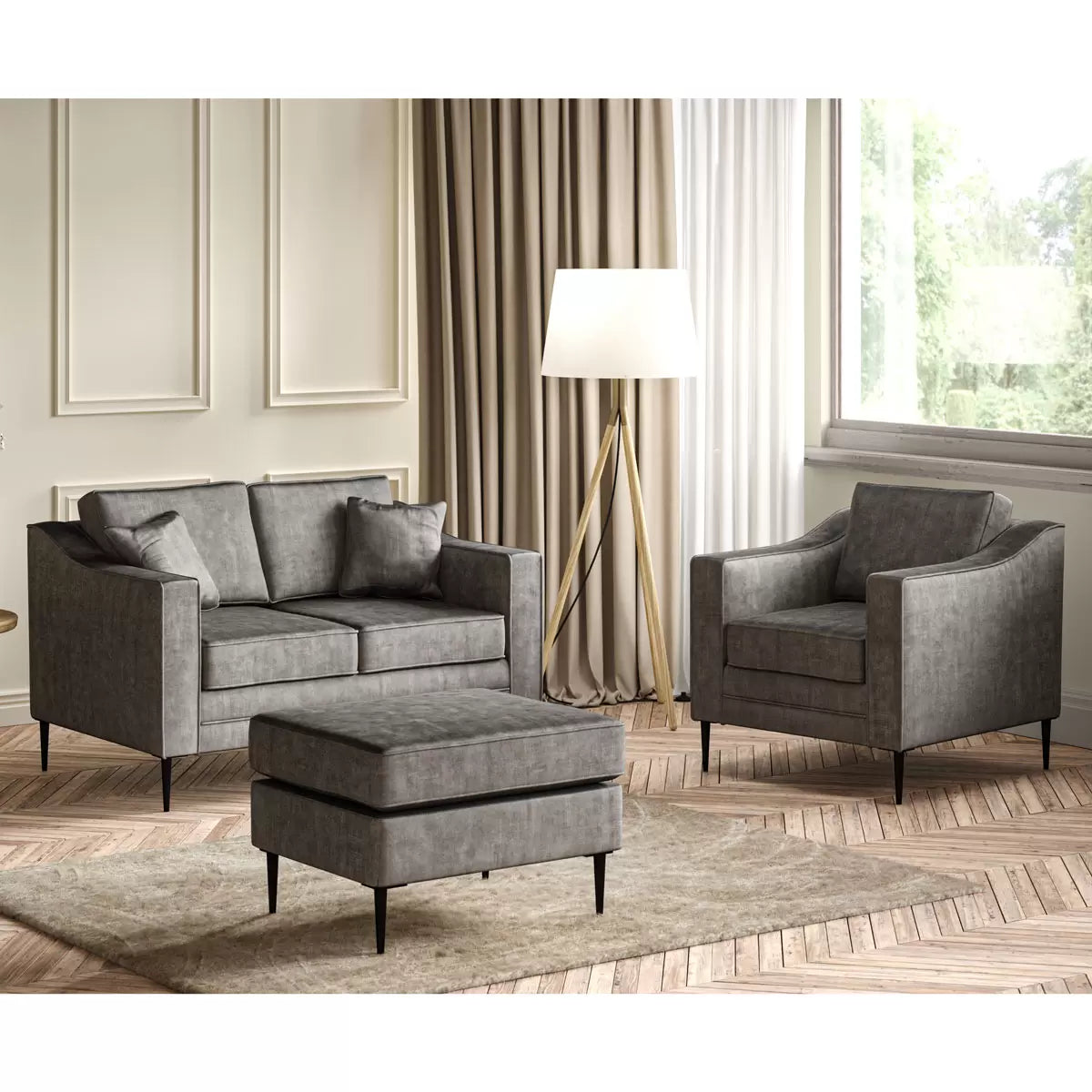 Aspen Grey Velvet Armchair