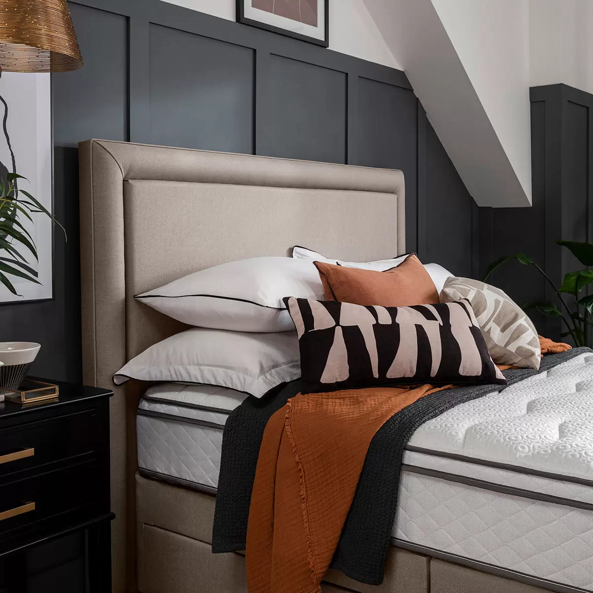 Silentnight Palermo Sandstone Fabric Full Height Headboard in 3 Sizes