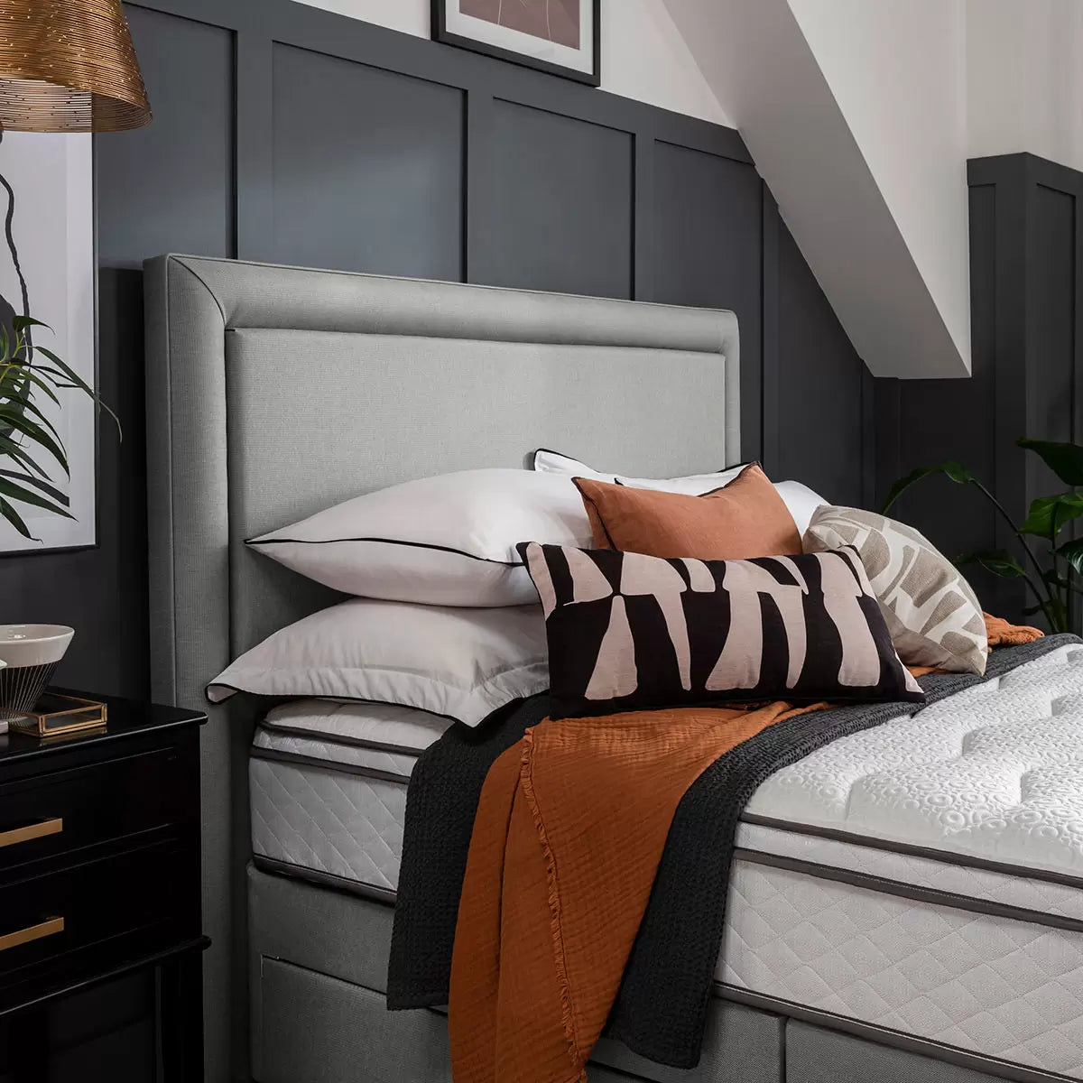 Silentnight Palermo Grey Fabric Full Height Headboard in 3 Sizes