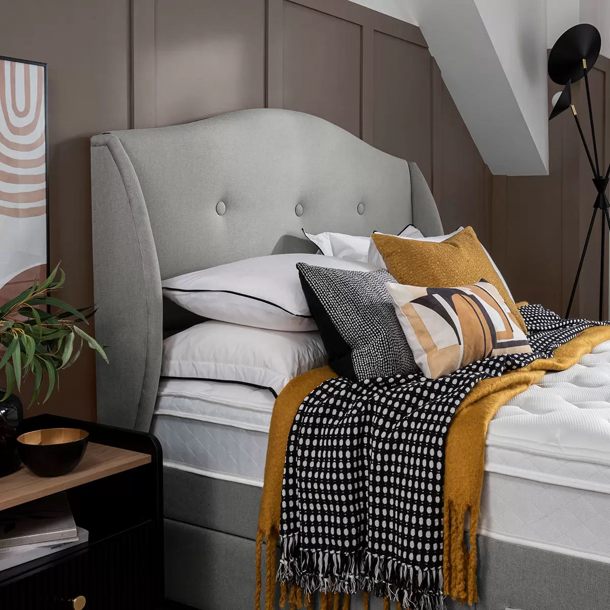 Silentnight Camden Slate Grey Fabric Full Height Headboard in 3 Sizes