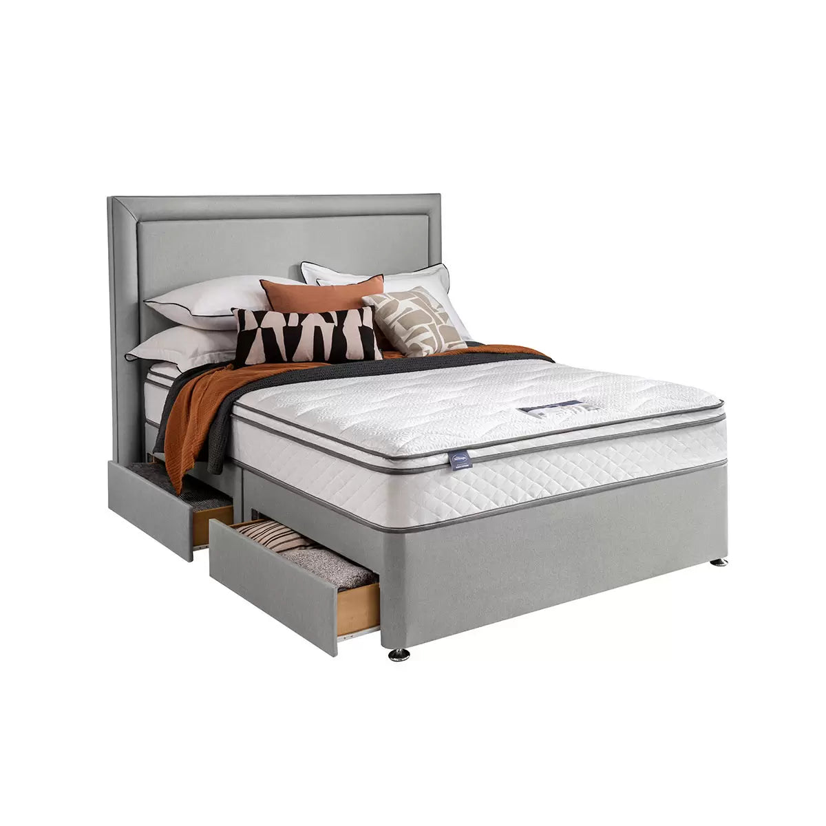 Silentnight 1200 Pocket Memory Cushion Top Mattress & Slate Grey Divan in 4