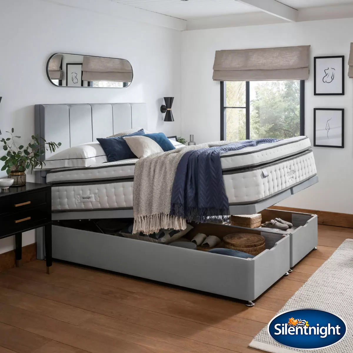 Silentnight Geltex Ultraflex 3000 Mattress & Full Ottoman Divan in Slate Grey, 2
