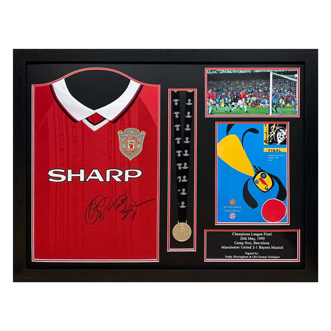 Teddy Sheringham & Ole Gunnar Solskjaer Signed Framed 1999 Manchester United