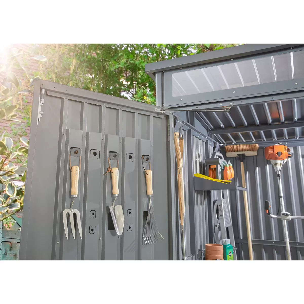 Stone Garden 5ft 11" x 5ft 11" (1.8m x 1.84m) Two Door Steel Shed