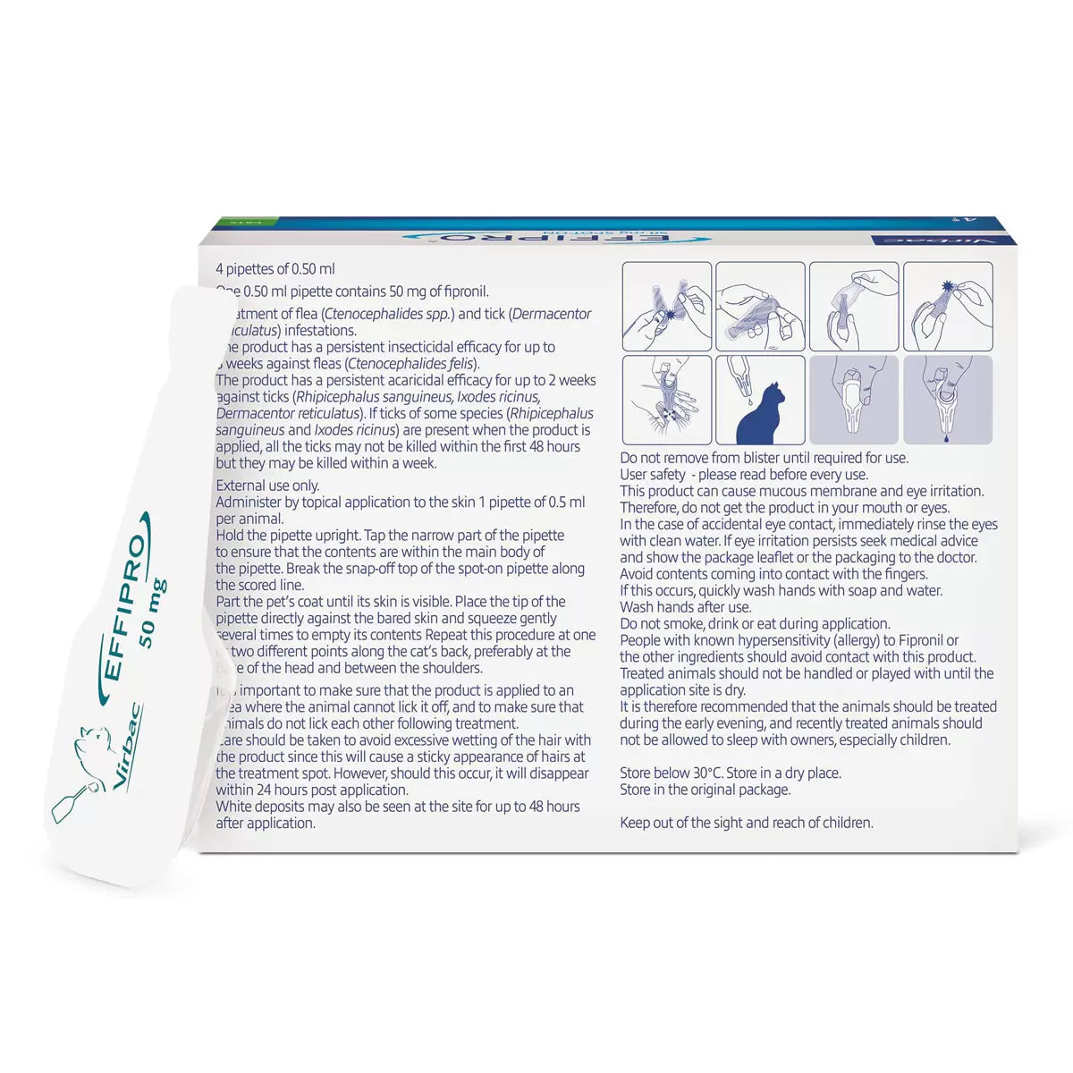 Effipro® Spot-On Flea and Tick Treatment for Cats (1kg+), 3 x 4 x 50mg