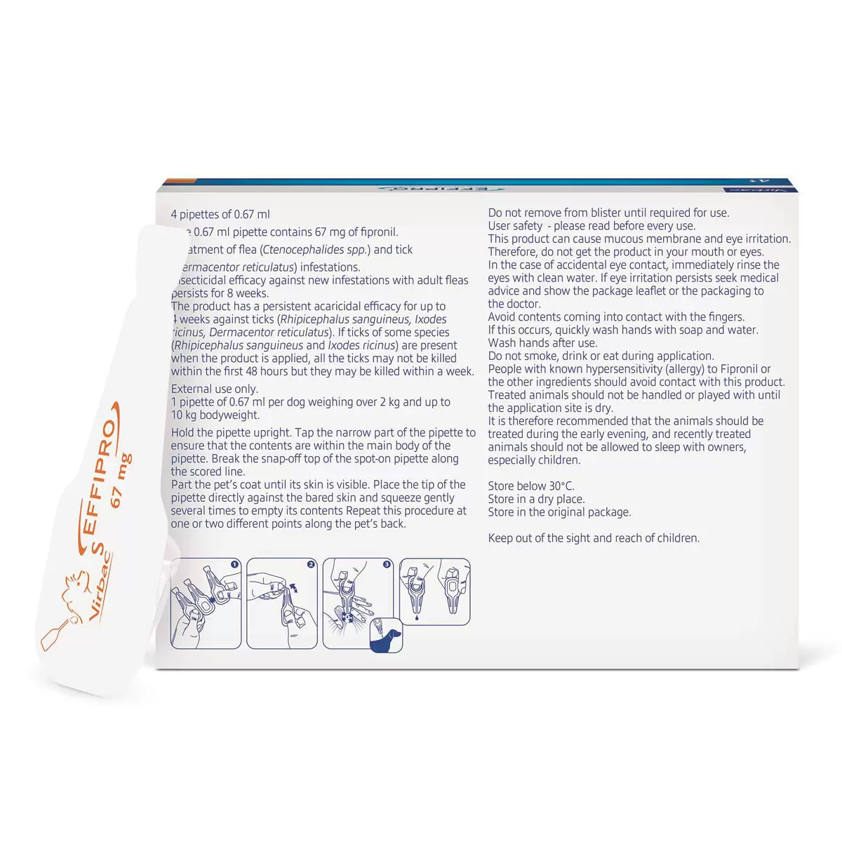 Effipro® Spot-On Flea and Tick Treatment for Small Dogs (2-10kg), 3 x 4 x 67mg