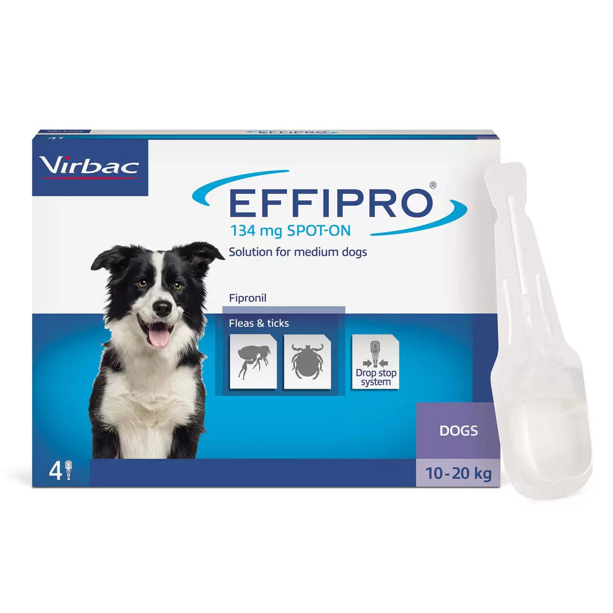 Effipro® Spot-On Flea and Tick Treatment for Medium Dogs (10-20kg), 3 x 4
