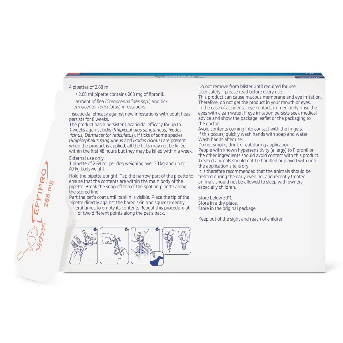 Effipro® Spot-On Flea and Tick Treatment for Large Dogs (20-40kg), 3 x 4 x 268mg