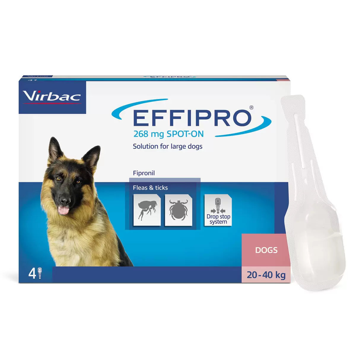 Effipro® Spot-On Flea and Tick Treatment for Large Dogs (20-40kg), 3 x 4 x 268mg