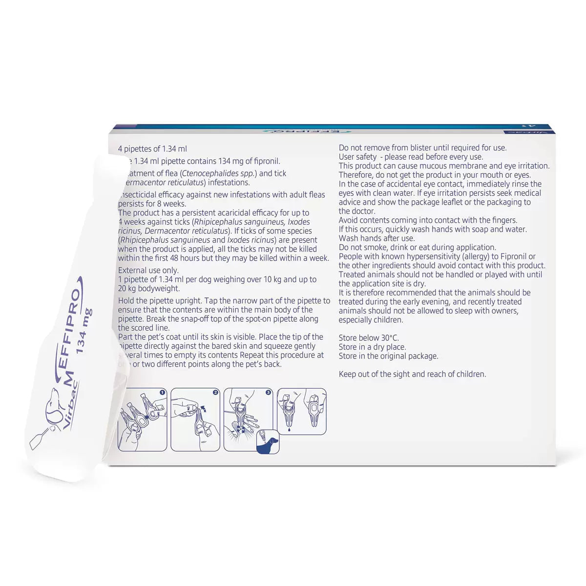 Effipro® Spot-On Flea and Tick Treatment for Medium Dogs (10-20kg), 3 x 4