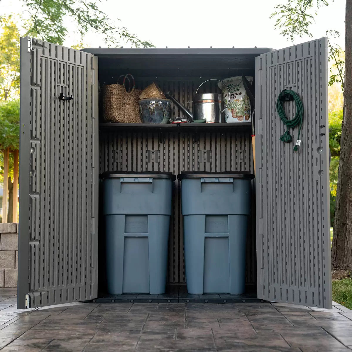 Lifetime 4ft 8" x 3ft 2" (1.47 x 0.97m) Rough Cut Vertical 2,060 Litre Storage Shed with Shelves - Model 60375U