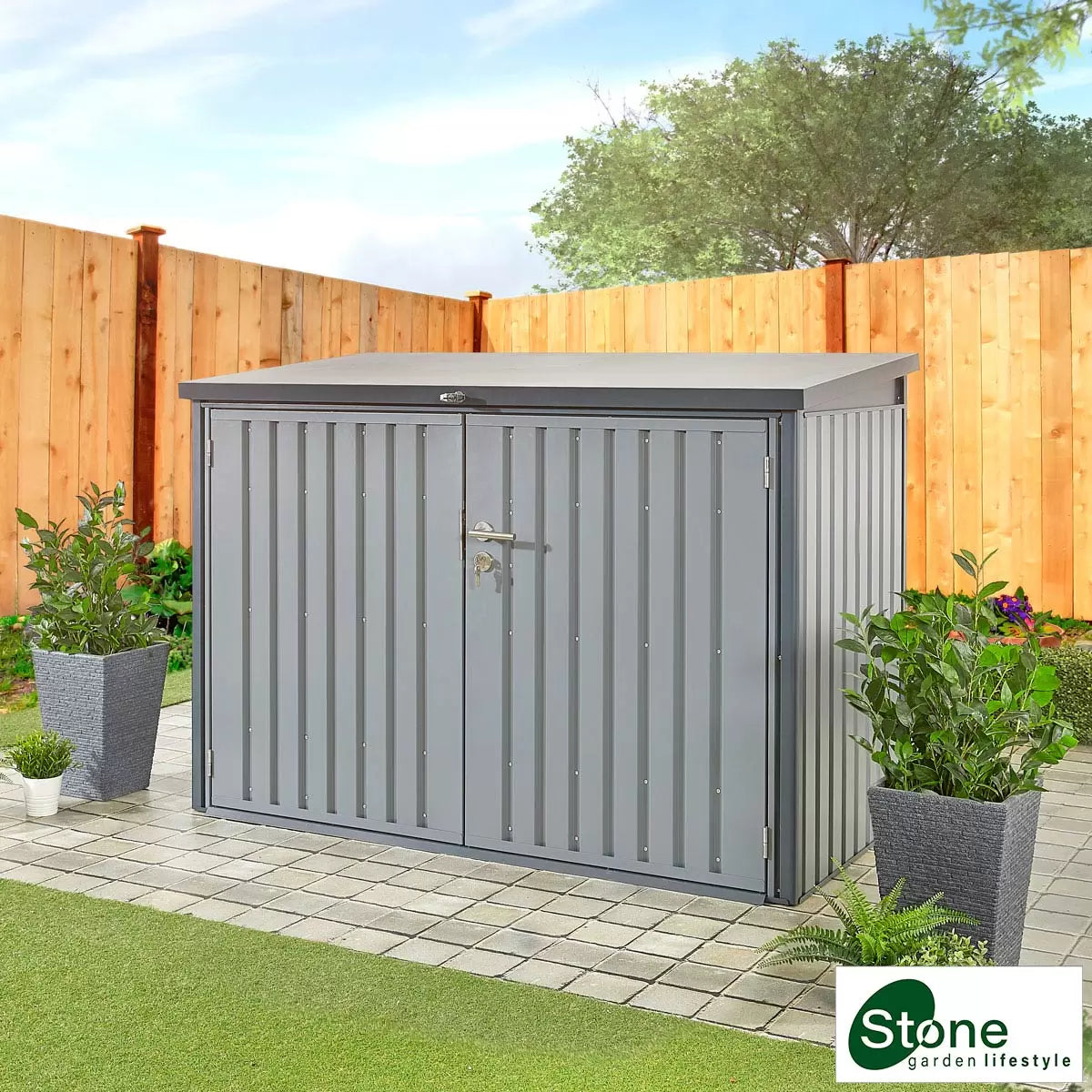 Stone Garden 6ft 5" x 2ft 11" (1.95 x 0.9m) 2, 018 Litre Horizontal Storage Shed