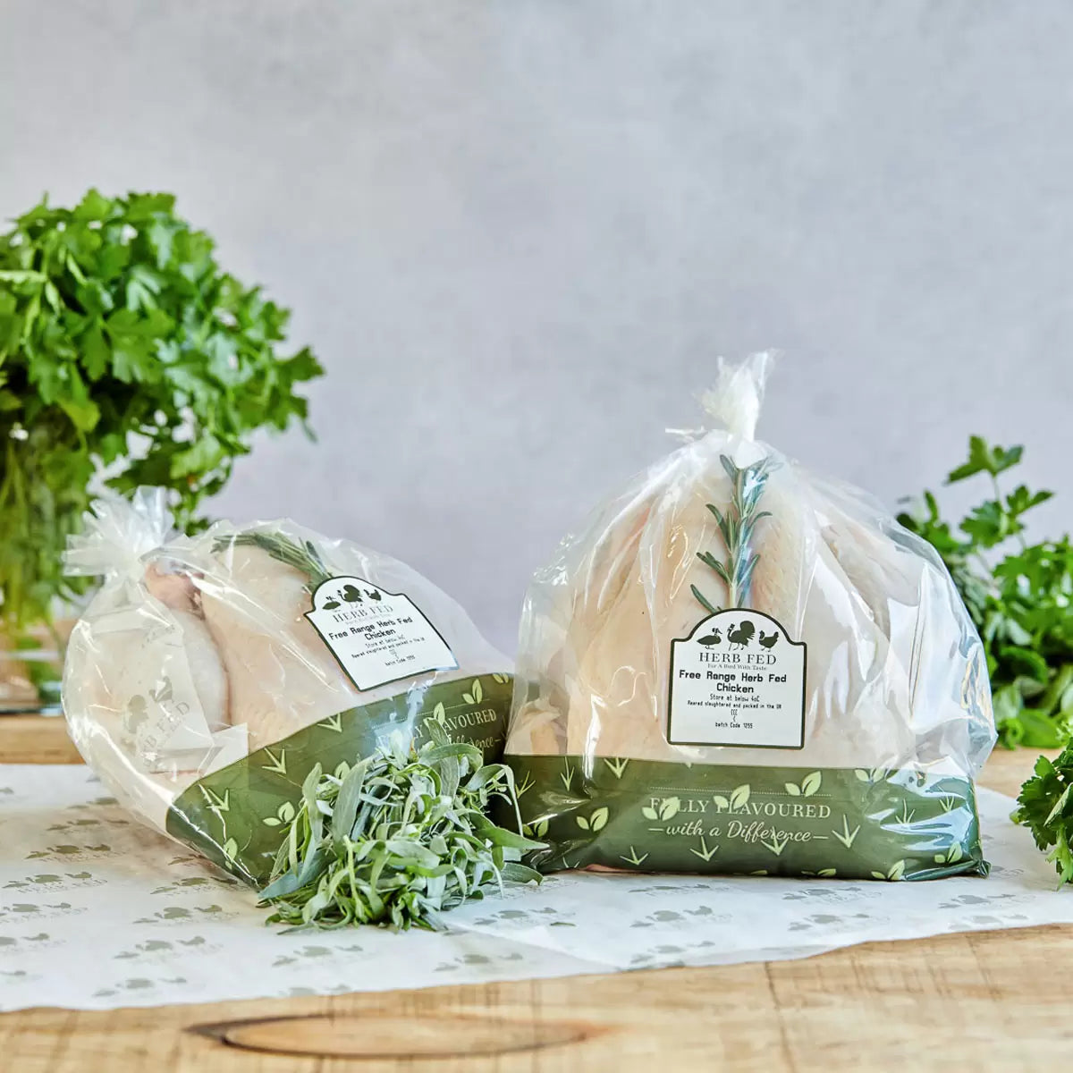 Herb Fed Free Range Whole Chickens, 2 x 2.2kg (Serves 6-8 people per Chicken)