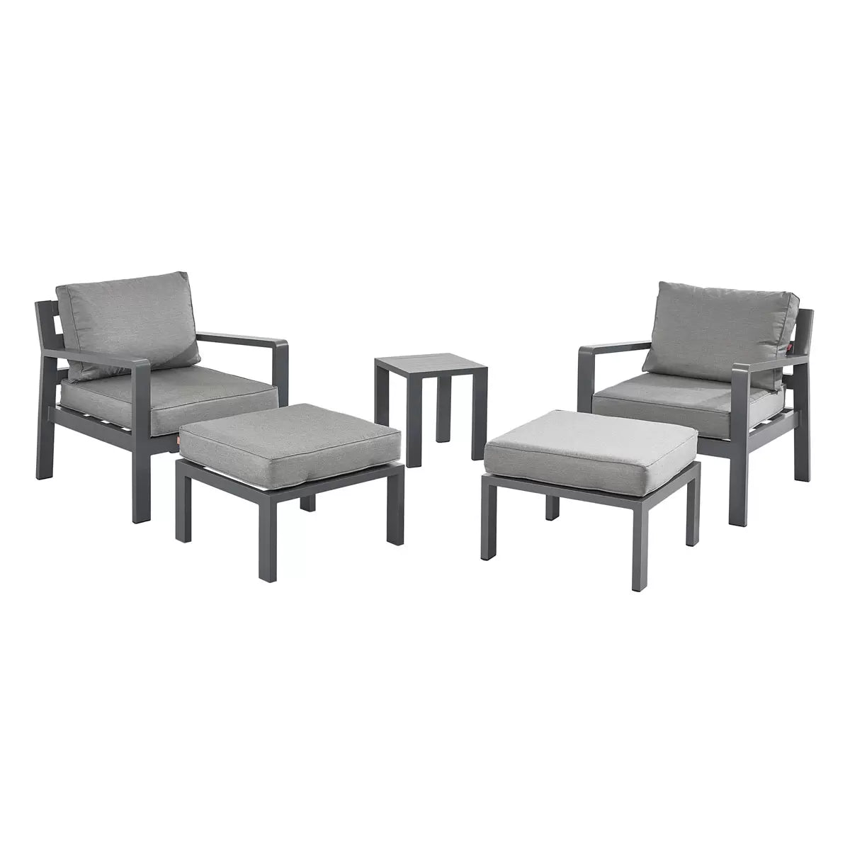 Stone Garden 5 Piece Armchair and Footstool Patio Set in Two Colours