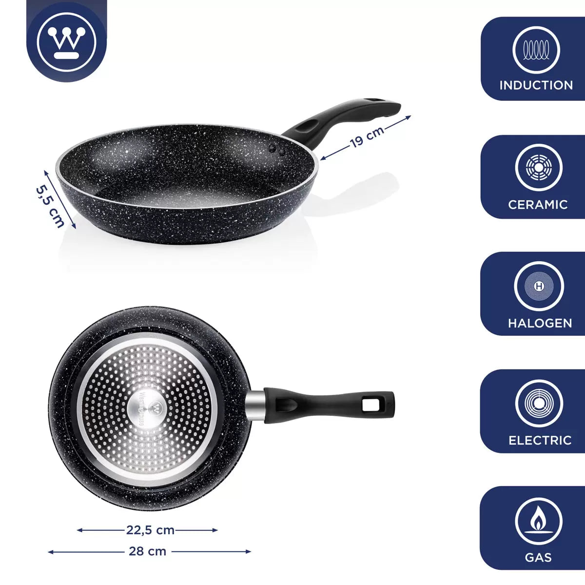 Westinghouse Non-Stick Frying Pan Set with Lids, 4 Piece