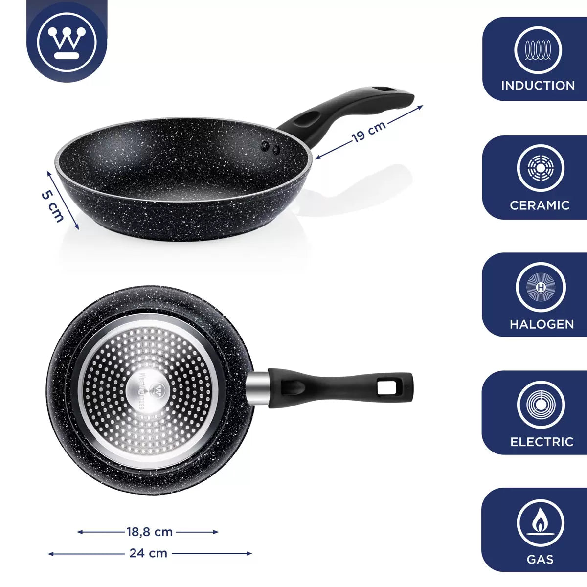 Westinghouse Non-Stick Frying Pan Set with Lids, 4 Piece