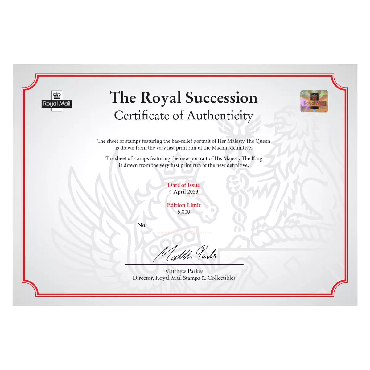 Royal Mail® The Royal Succession Mint Stamp Sheets Folder