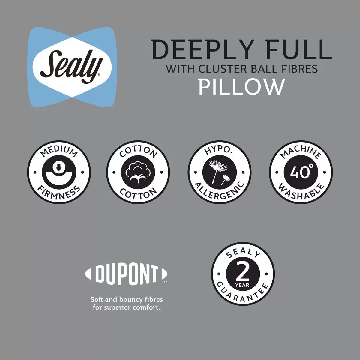 Sealy Deeply Full Pillow, 2 Pack