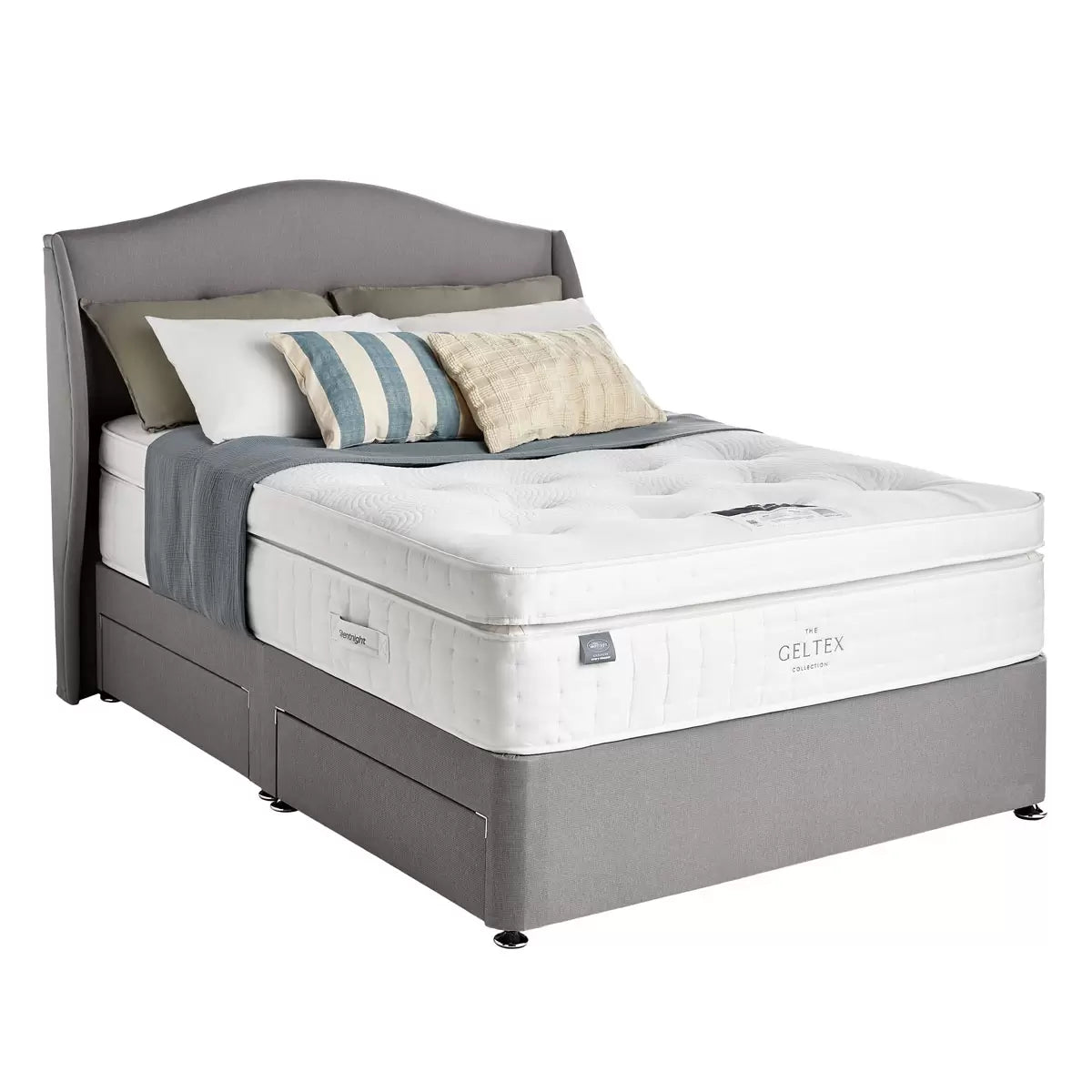 Silentnight Geltex 4000 Pocket Boxtop Mattress & Slate Grey Divan in 4 Sizes