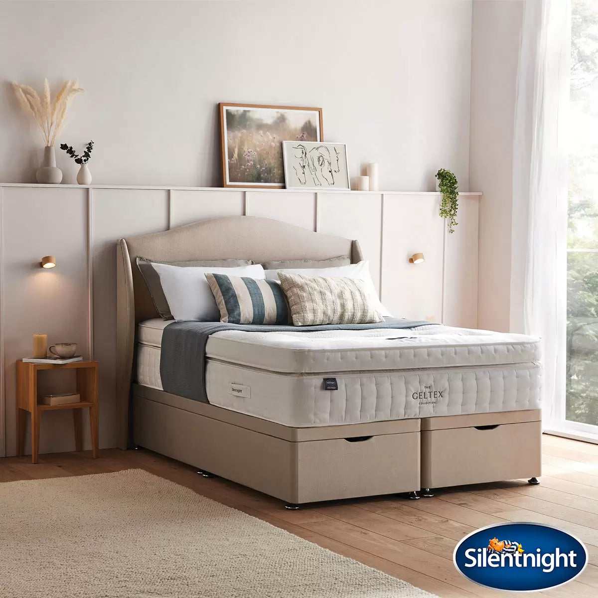 Silentnight Geltex 4000 Pocket Boxtop Mattress & Sandstone Full Ottoman Divan