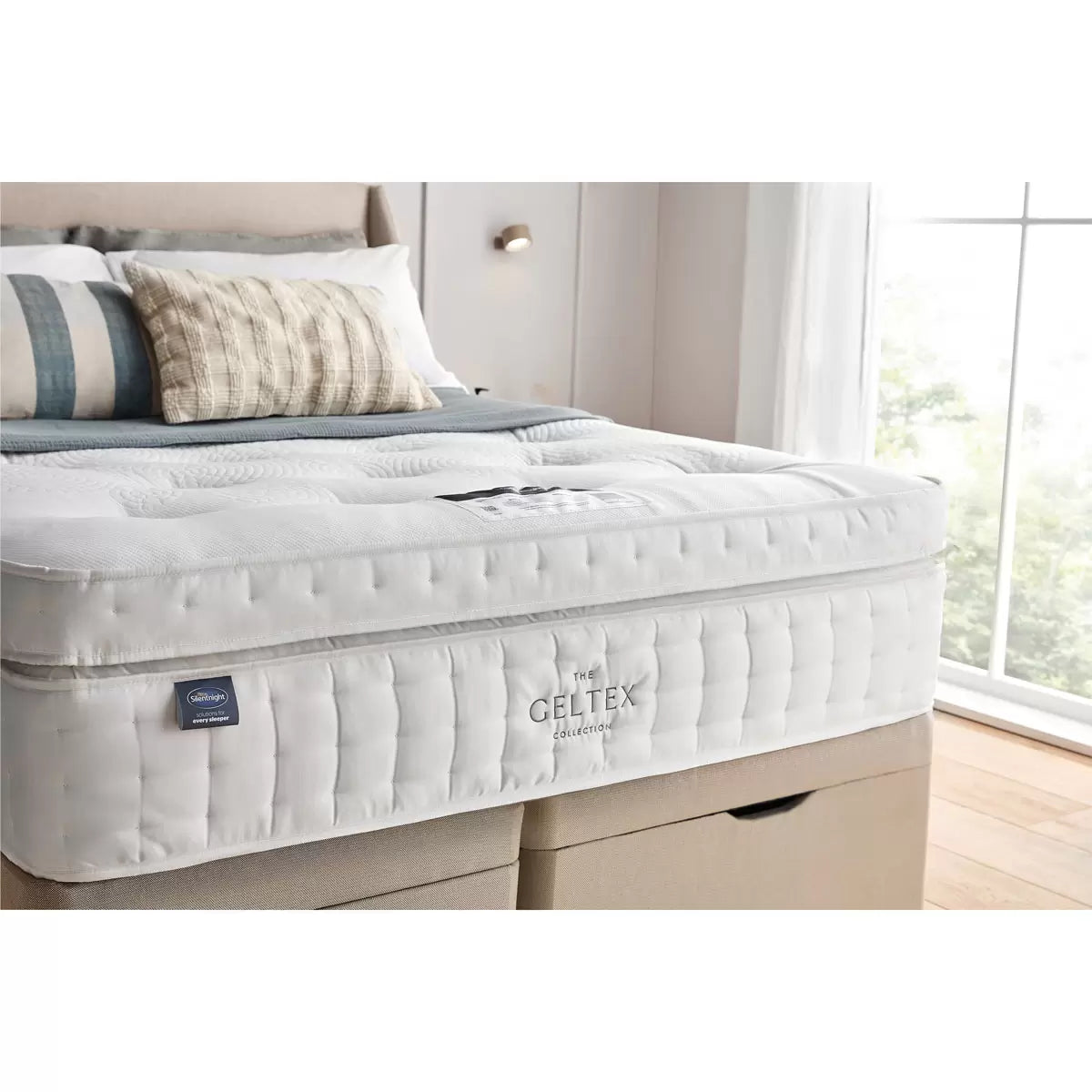 Silentnight Geltex 4000 Pocket Boxtop Mattress & Sandstone Full Ottoman Divan