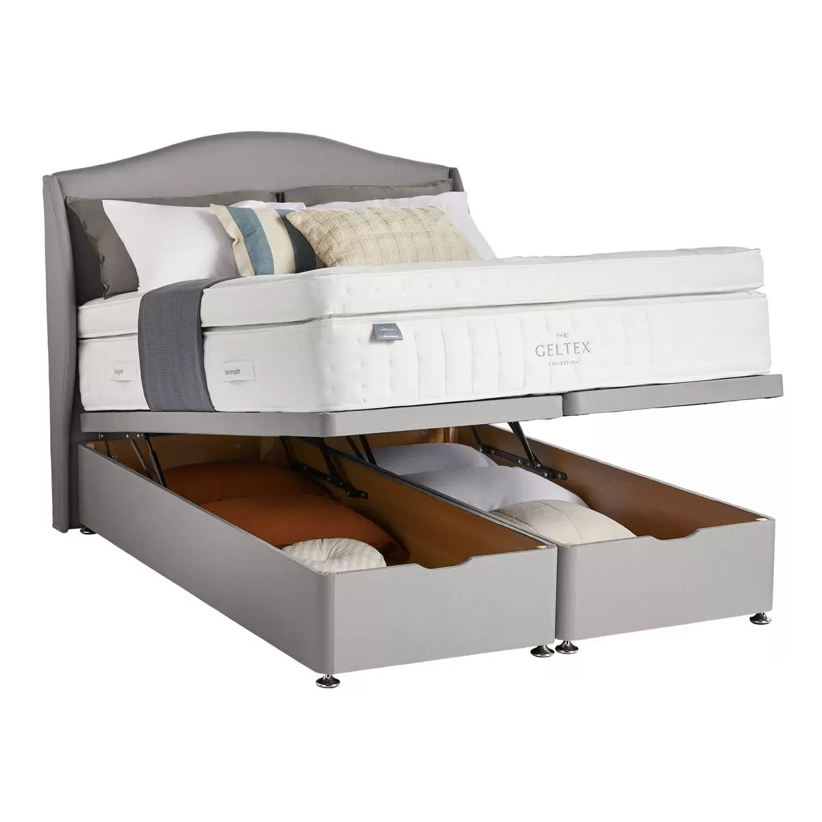 Silentnight Geltex 4000 Pocket Boxtop Mattress & Slate Grey Full Ottoman Divan