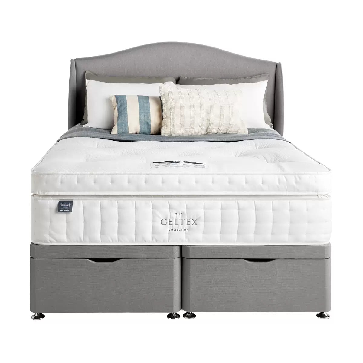 Silentnight Geltex 4000 Pocket Boxtop Mattress & Slate Grey Full Ottoman Divan