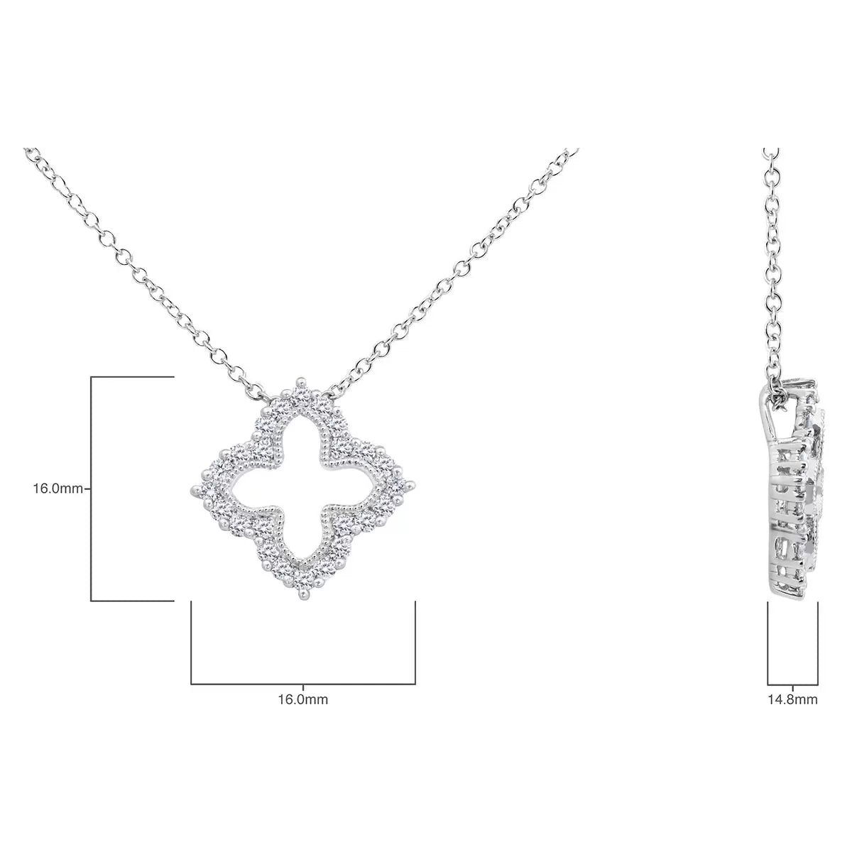 0.38ctw Round Brilliant Cut Diamond Quatrefoil Pendant, 18ct White Gold