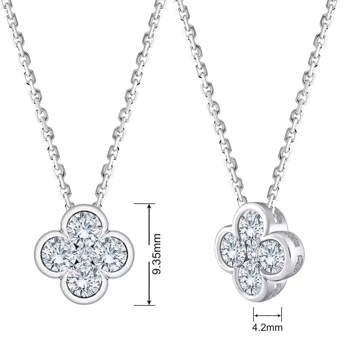 0.50ctw Round Brilliant Cut Diamond Clover Pendant, 14ct White Gold