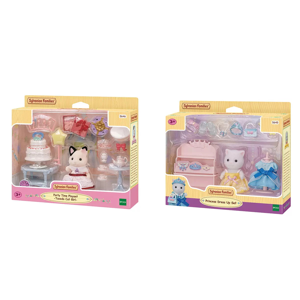 Sylvanian Families Princess Dress Up Set & Party Time Tuxedo Cat Set Bundle (3+
