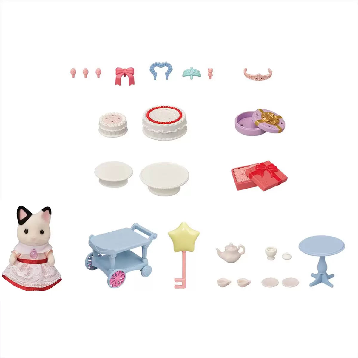 Sylvanian Families Princess Dress Up Set & Party Time Tuxedo Cat Set Bundle (3+
