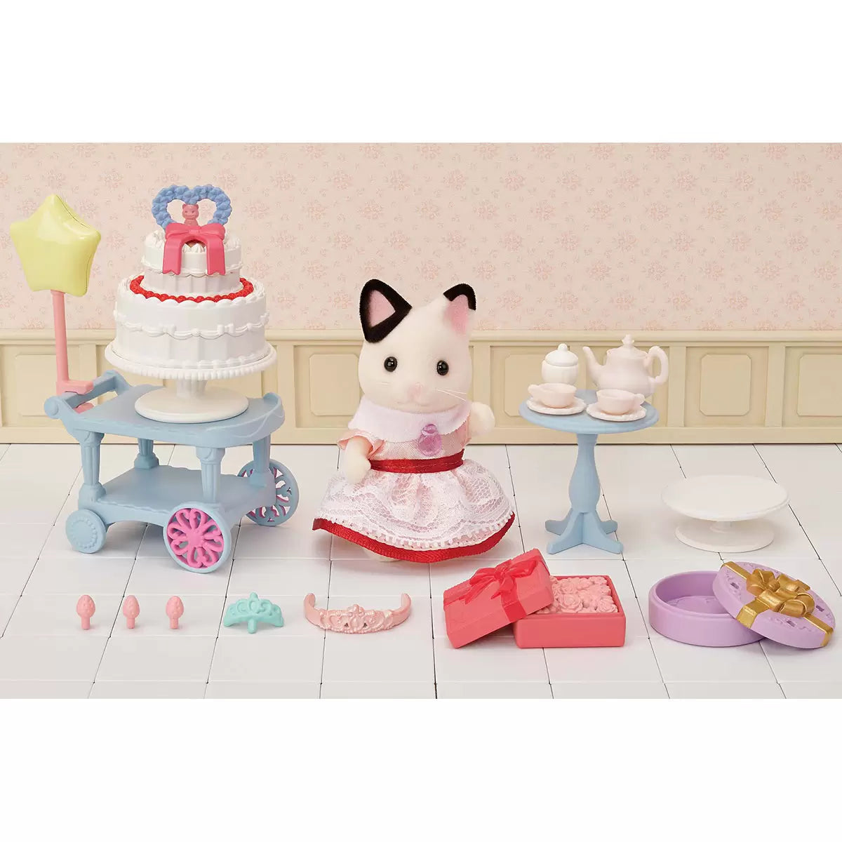 Sylvanian Families Princess Dress Up Set & Party Time Tuxedo Cat Set Bundle (3+