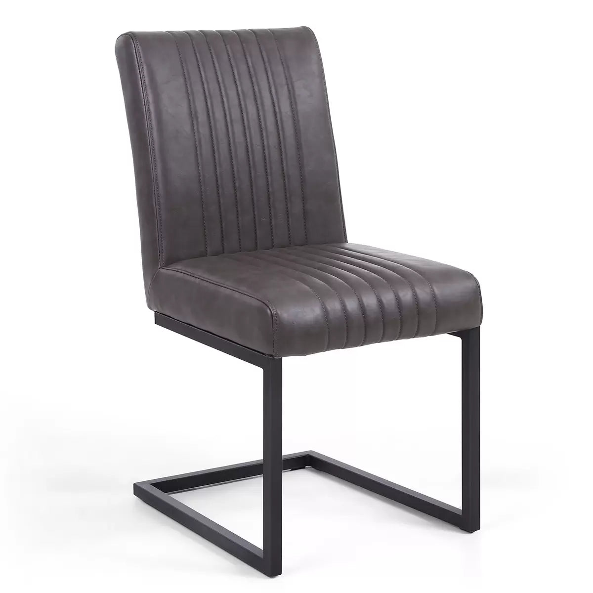 Archer Grey Faux Leather Cantilever Dining Chair, 2 Pack