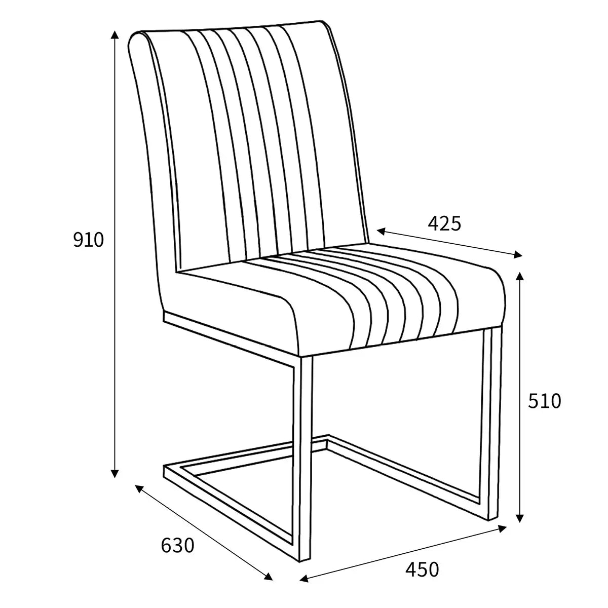 Archer Grey Faux Leather Cantilever Dining Chair, 2 Pack