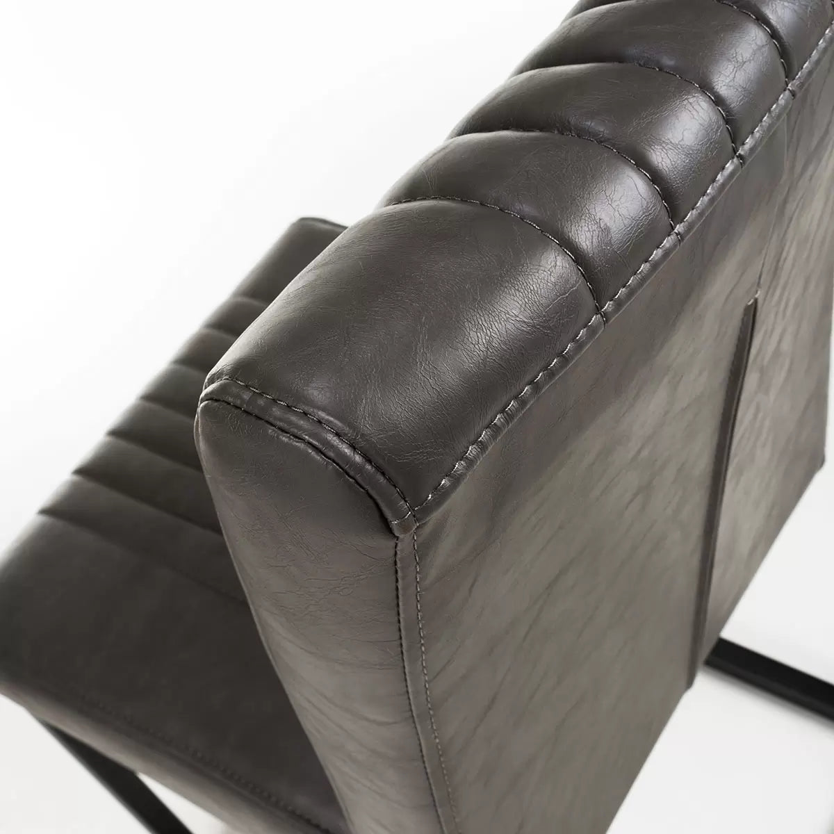 Archer Grey Faux Leather Cantilever Dining Chair, 2 Pack