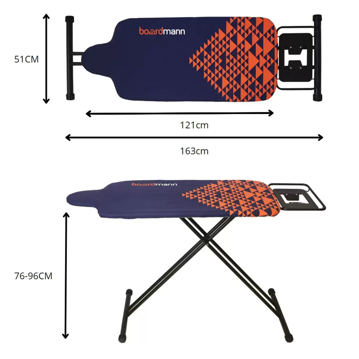 Boardmann XL Ironing Board, L 121 x W 51 cm