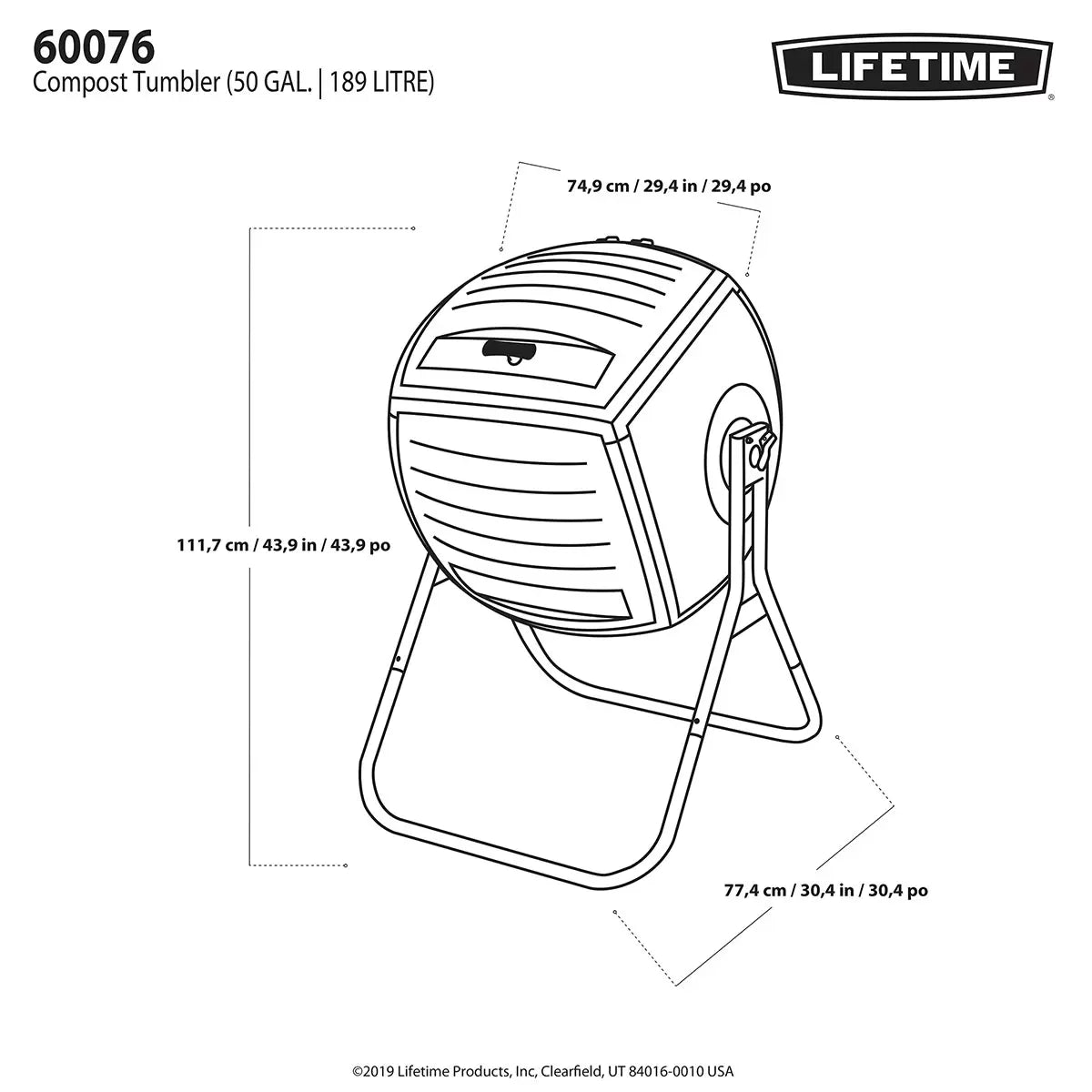 Lifetime 189 Litre (50 Gallon) Single Composter - Model 60076