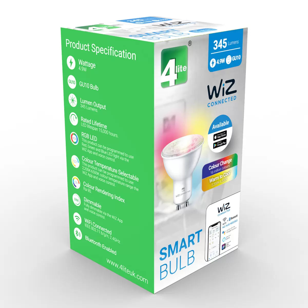 4lite WiZ Connected GU10 White Smart Bulbs 4 Pack