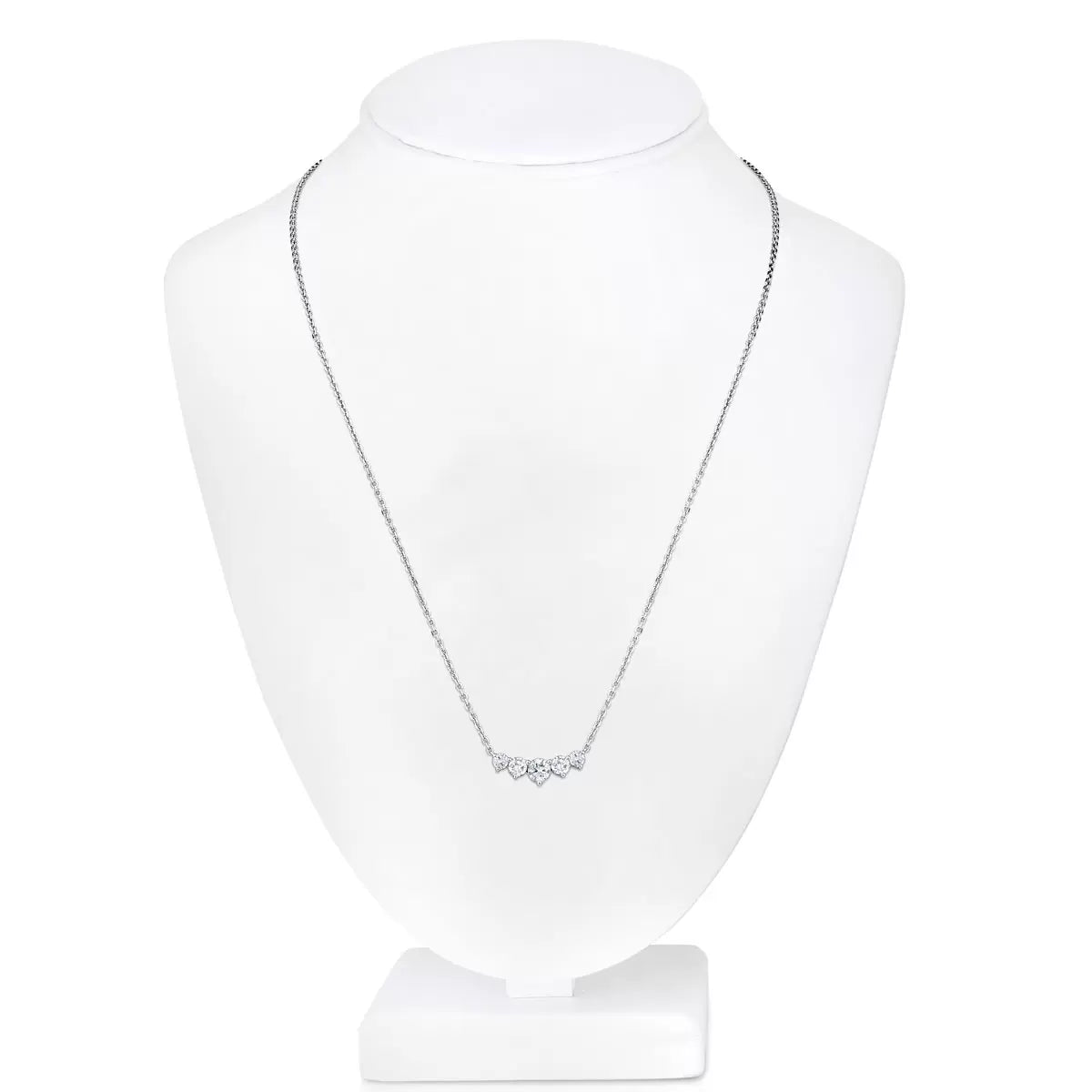 1.00ctw Round Brilliant Cut Diamond 5-Stone Necklace, 14ct White Gold