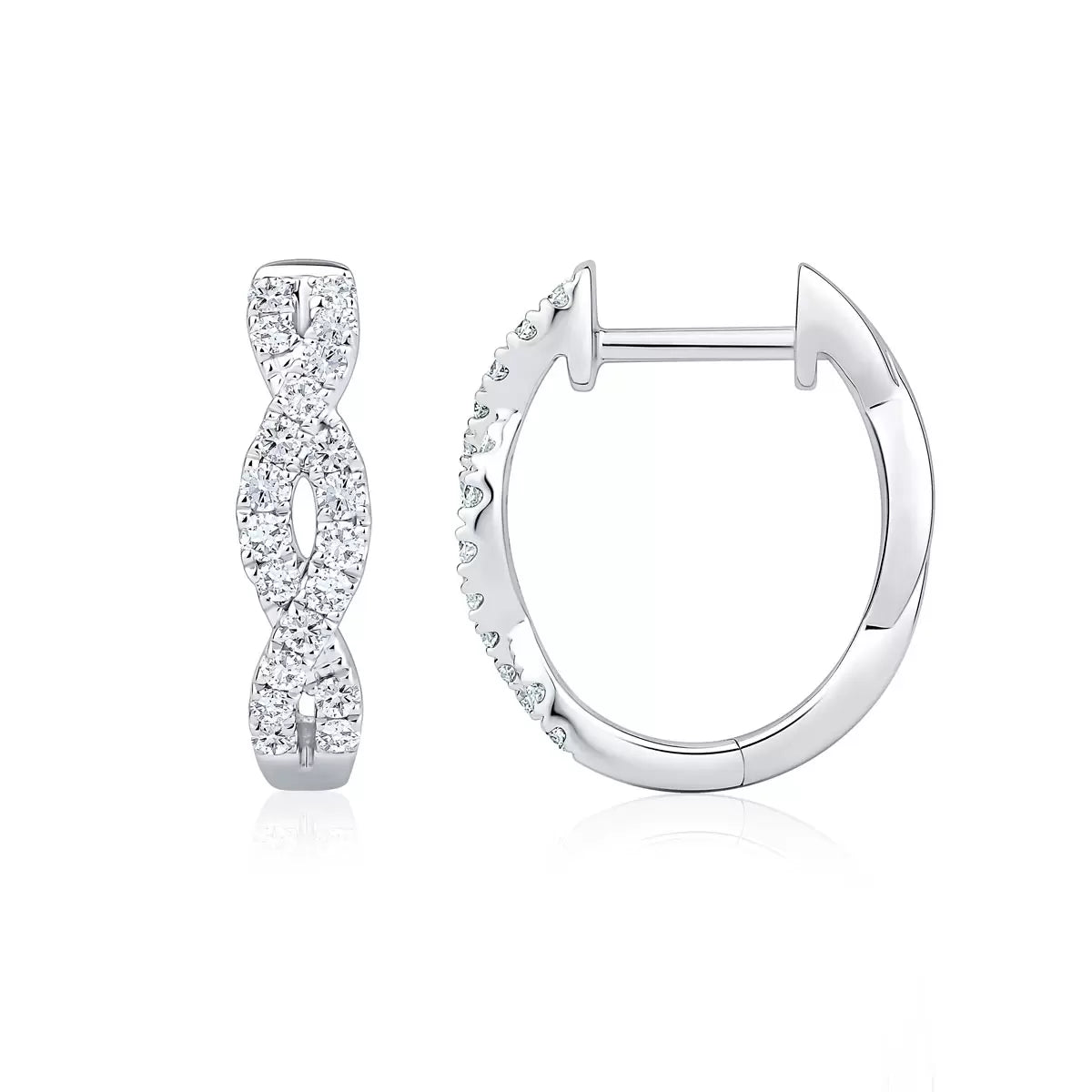 0.30ctw Round Brilliant Cut Diamond Twist Hoop Earrings, 18ct White Gold